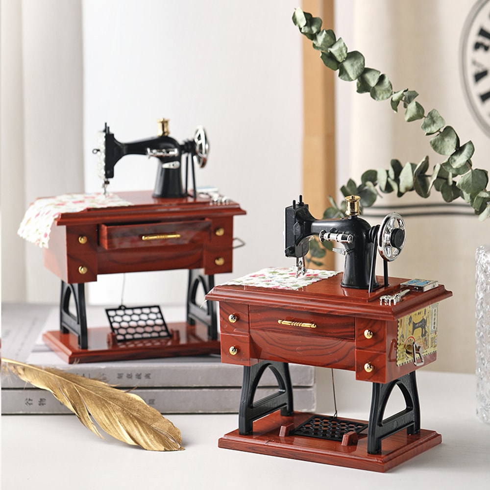 Sewing Machine Music Box Vintage Home Desktop Decoration Small Ornament For Bedroom And Living Room 1