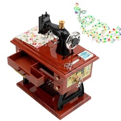 sewing machine music box, vintage home desktop decoration, small ornament for bedroom and living room, sewing machine
