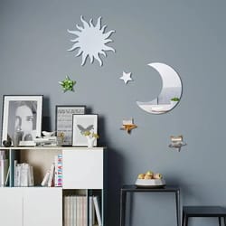 ramadan kareem decor star and moon wall sticker, mirror combination, bedroom and living room holiday birthday