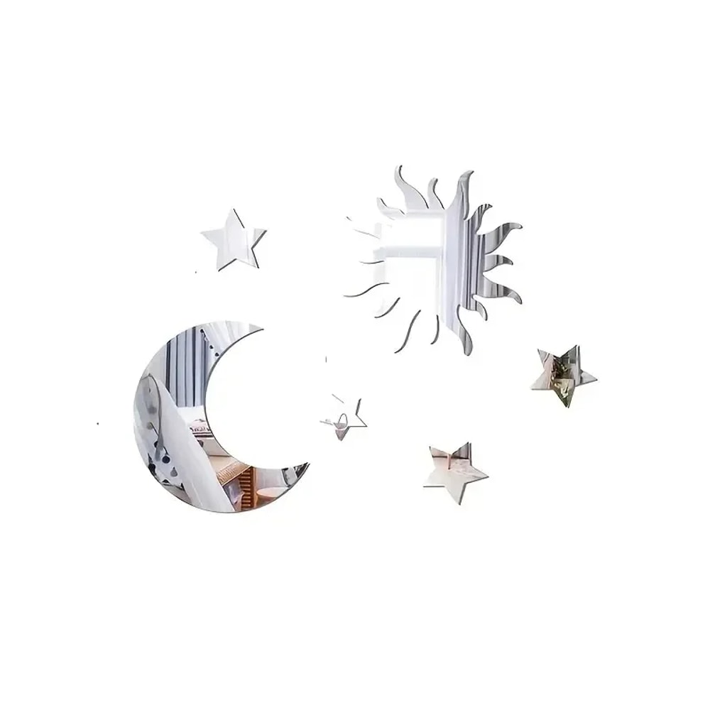 Ramadan Kareem Decor Star And Moon Wall Sticker Mirror Combination Bedroom And Living Room Holiday 3