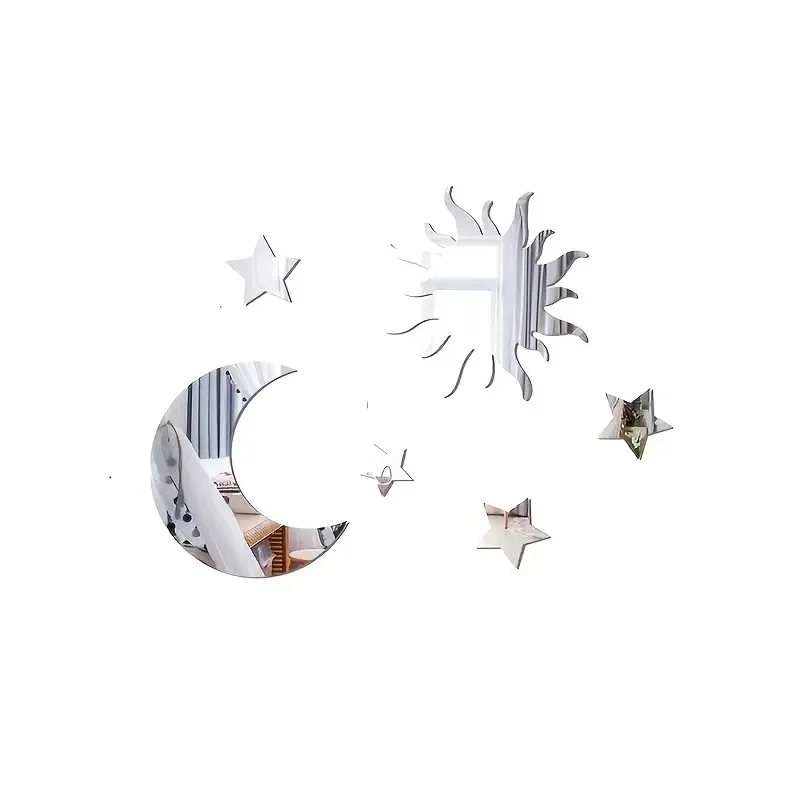 Ramadan Kareem Decor Star And Moon Wall Sticker Mirror Combination Bedroom And Living Room Holiday 3