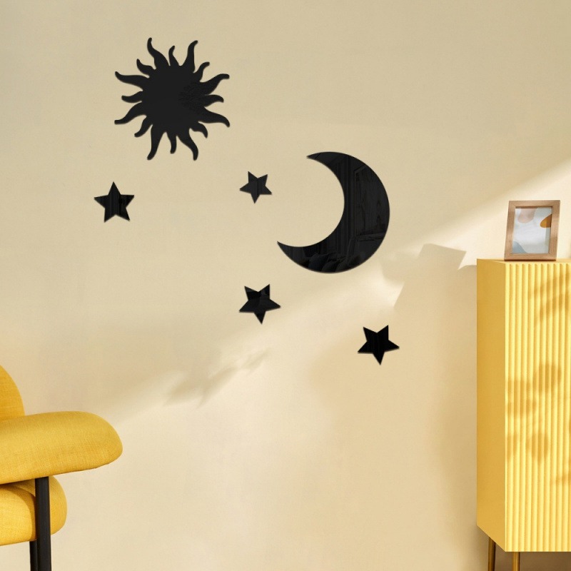 Ramadan Kareem Decor Star And Moon Wall Sticker Mirror Combination Bedroom And Living Room Holiday 5
