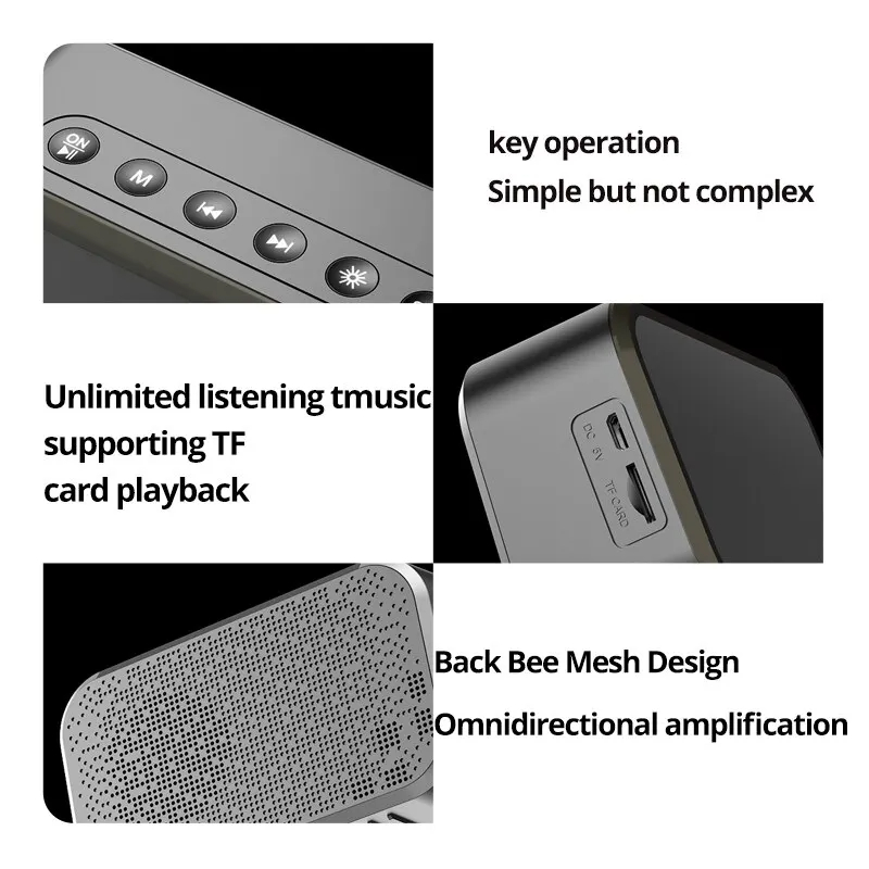 Bluetooth LED Alarm Clock Digital Mirror Speaker FM Radio Table Clock Temperature Display For Bedro 4