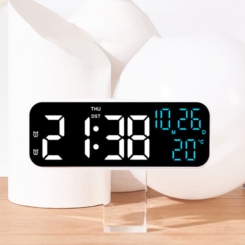 Multifunction LED Digital Alarm Clock Voice Control Temperature And Date Display Day Of Week Night 1