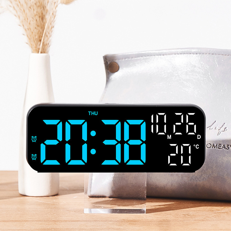 Multifunction LED Digital Alarm Clock Voice Control Temperature And Date Display Day Of Week Night 2