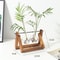 Creative Wooden Frame Hydroponic Glass Vase, Retro Green Ivy Plant, Desktop Small Decoration