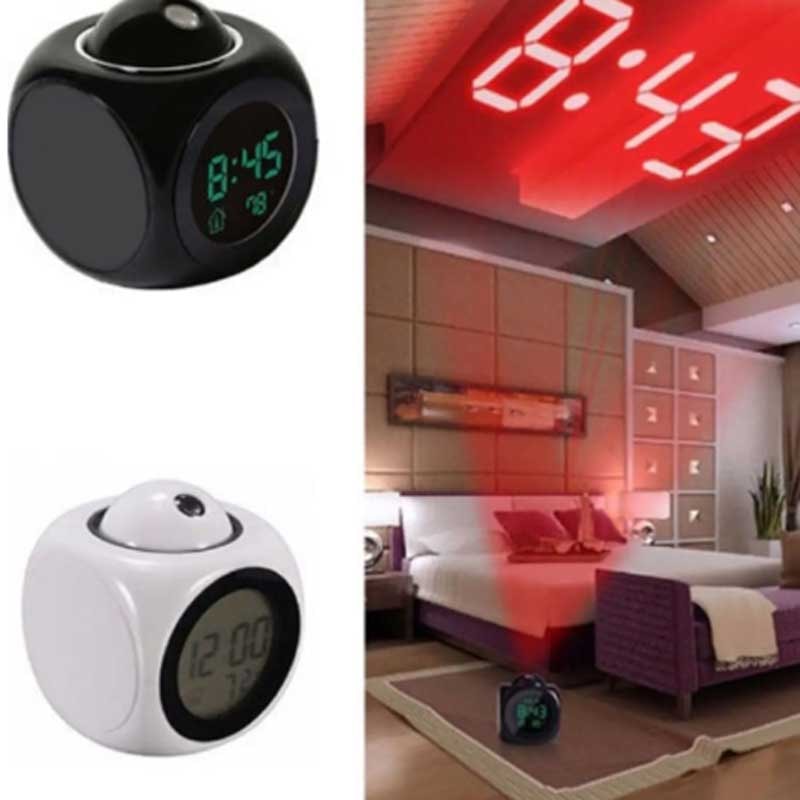 LED Light Projection Alarm Clock Multifunction Chime Clock Voice Projection Clock Digital Projectio 0