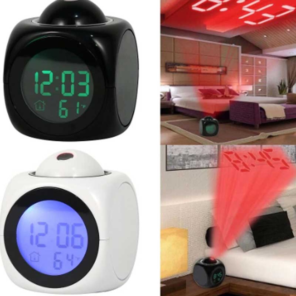 LED Light Projection Alarm Clock Multifunction Chime Clock Voice Projection Clock Digital Projectio 2