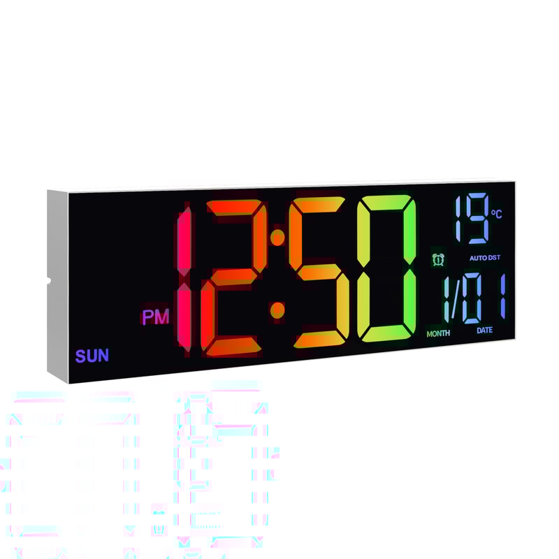 Big Digital Wall Clock LED Display With Remote Color Options Alarm DST Temperature Display Home Kit 7
