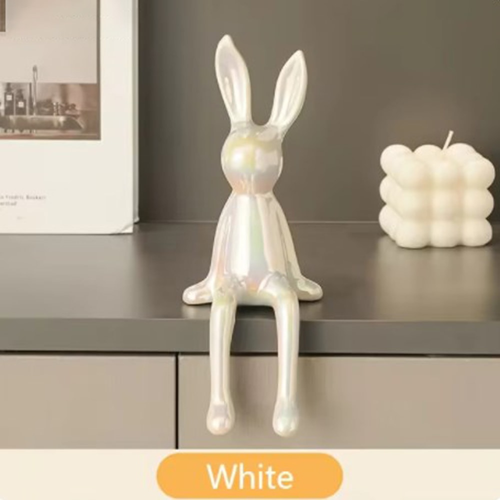 Ceramic LongEared Rabbit Ornament Creative Home Decoration Living Room Bedroom Office Art Light Lux 5
