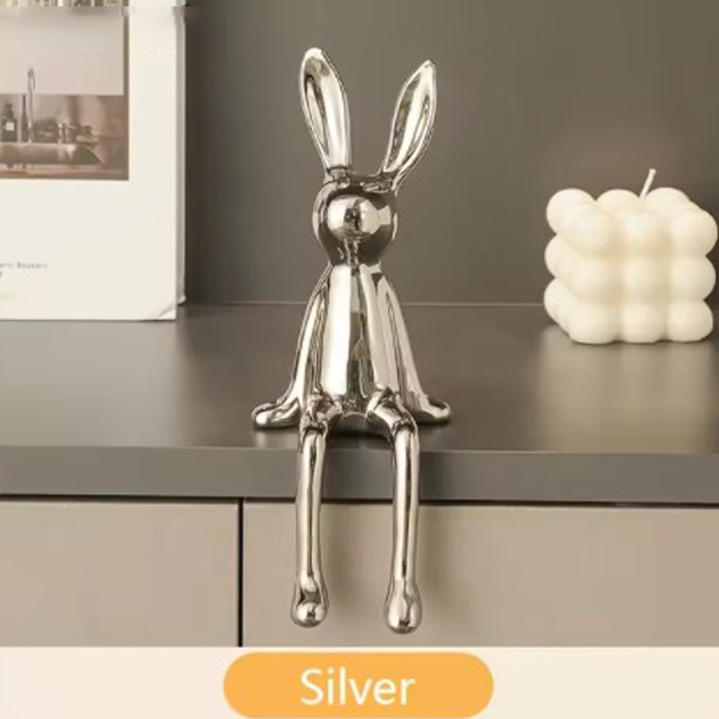 Ceramic LongEared Rabbit Ornament Creative Home Decoration Living Room Bedroom Office Art Light Lux 7