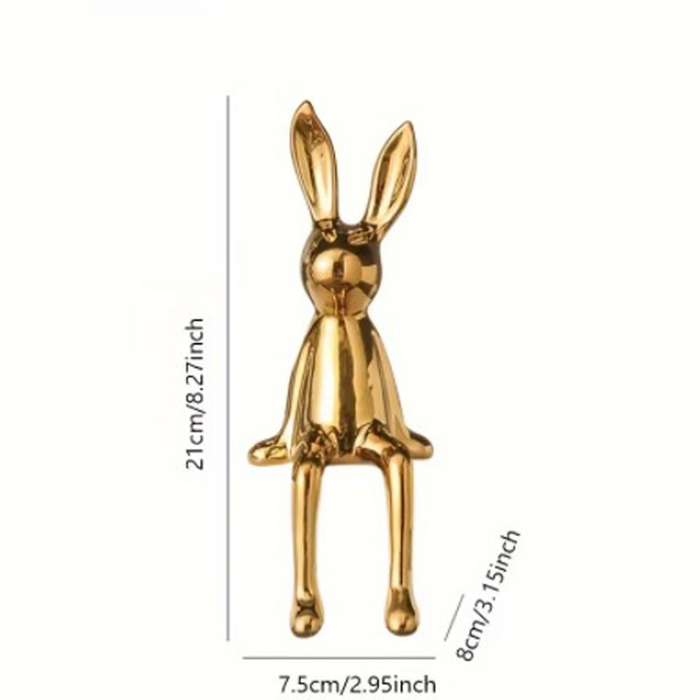 Ceramic LongEared Rabbit Ornament Creative Home Decoration Living Room Bedroom Office Art Light Lux 4