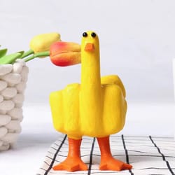 resin crafts middle finger duck, desktop mini ornament, simulation duck, garden patio decoration
