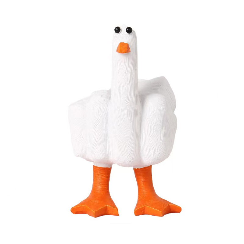 Resin Crafts Middle Finger Duck Desktop Mini Ornament Simulation Duck Garden Patio Decoration 6