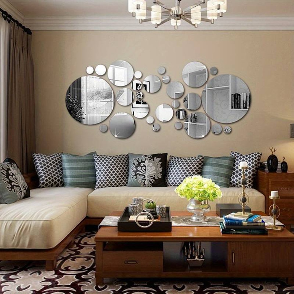 DIY 3D Acrylic Mirror Stickers Round Mirror Wall Decoration For Bedroom Bathroom TV Background 0