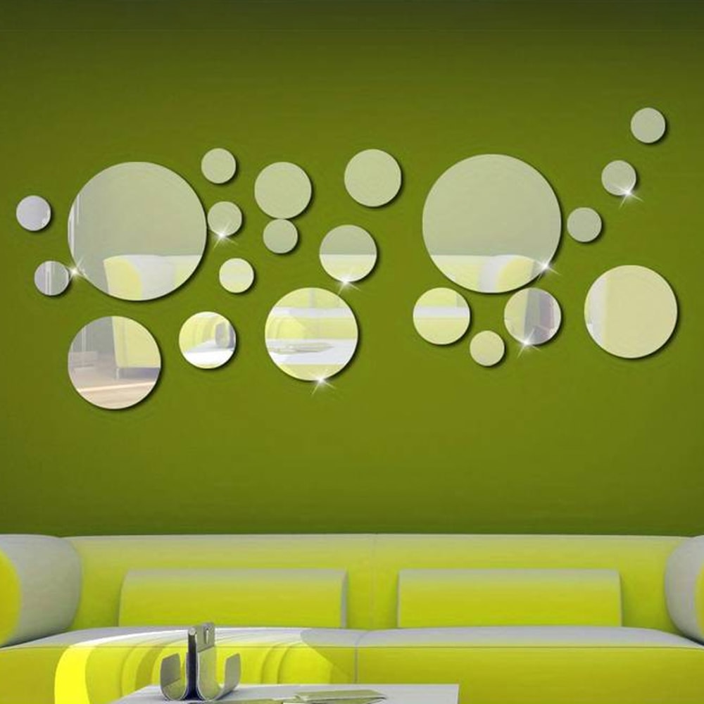 DIY 3D Acrylic Mirror Stickers Round Mirror Wall Decoration For Bedroom Bathroom TV Background 2
