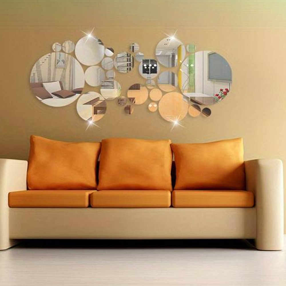 DIY 3D Acrylic Mirror Stickers Round Mirror Wall Decoration For Bedroom Bathroom TV Background 3