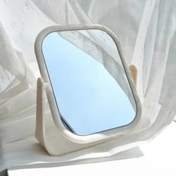 portable foldable makeup mirror with stand, rotating double sided princess mirror, square and round desktop mirror