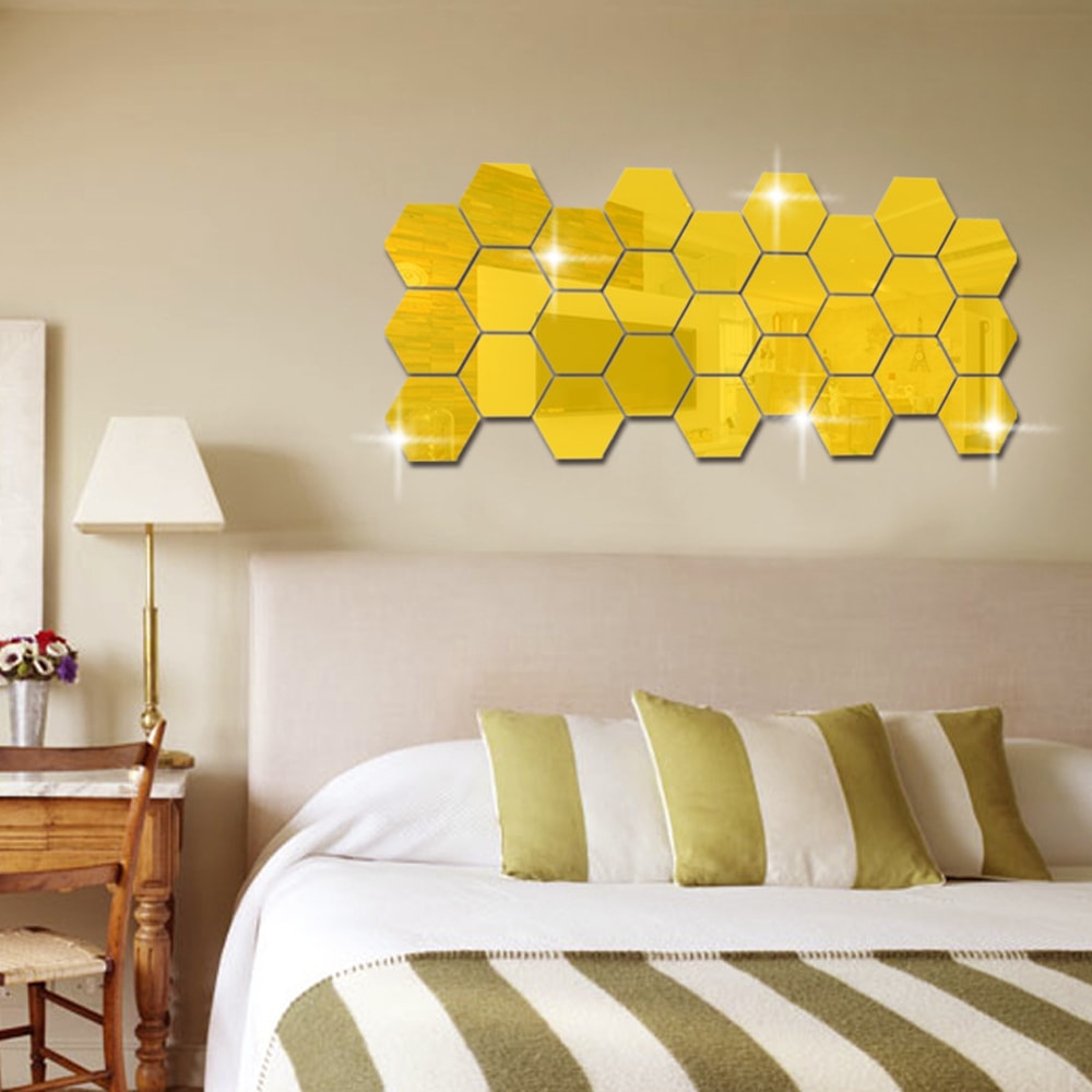 Acrylic Mirror Wall Stickers Selfadhesive TV Background Hexagonal Wall Stickers Living Room Home De 0
