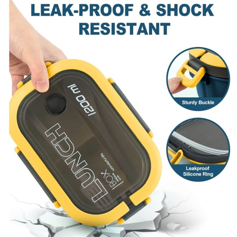 High Capacity Layer Bento Lunch Box Microwave Safe And Leakproof With Spoon And Fork For Office Or 3