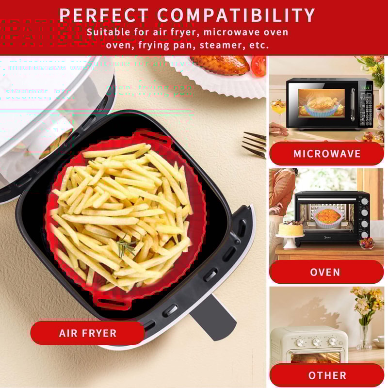 Air Fryer Silicone Pot Reusable Non Stick Food Safe Liners For Air Fryer Basket 1