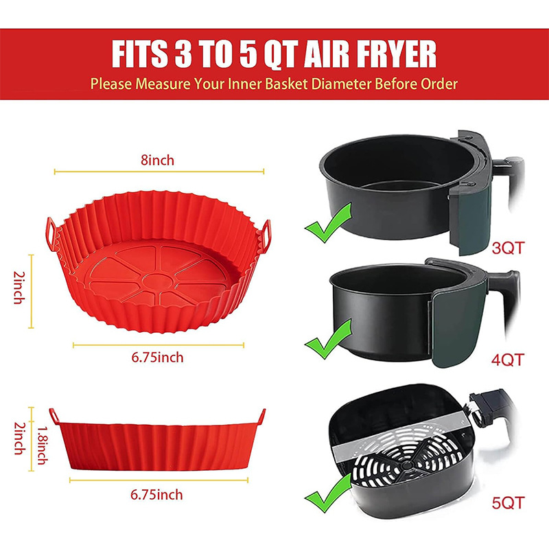 Air Fryer Silicone Pot Reusable Non Stick Food Safe Liners For Air Fryer Basket 4