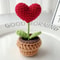 Red Heart Shaped Handmade Knitted Flower Pot Knit Imitation Potted Plant For Valentines Day Christm 0