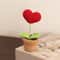 Red Heart Shaped Handmade Knitted Flower Pot Knit Imitation Potted Plant For Valentines Day Christm 1