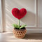 Red Heart Shaped Handmade Knitted Flower Pot Knit Imitation Potted Plant For Valentines Day Christm 2