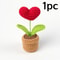 Red Heart Shaped Handmade Knitted Flower Pot Knit Imitation Potted Plant For Valentines Day Christm 6
