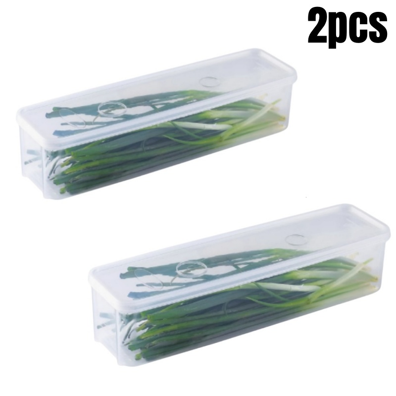 Plastic Refrigerator Storage Boxes With Lid Fresh Keeping Box Sealed Container For Kitchen Scallion 4