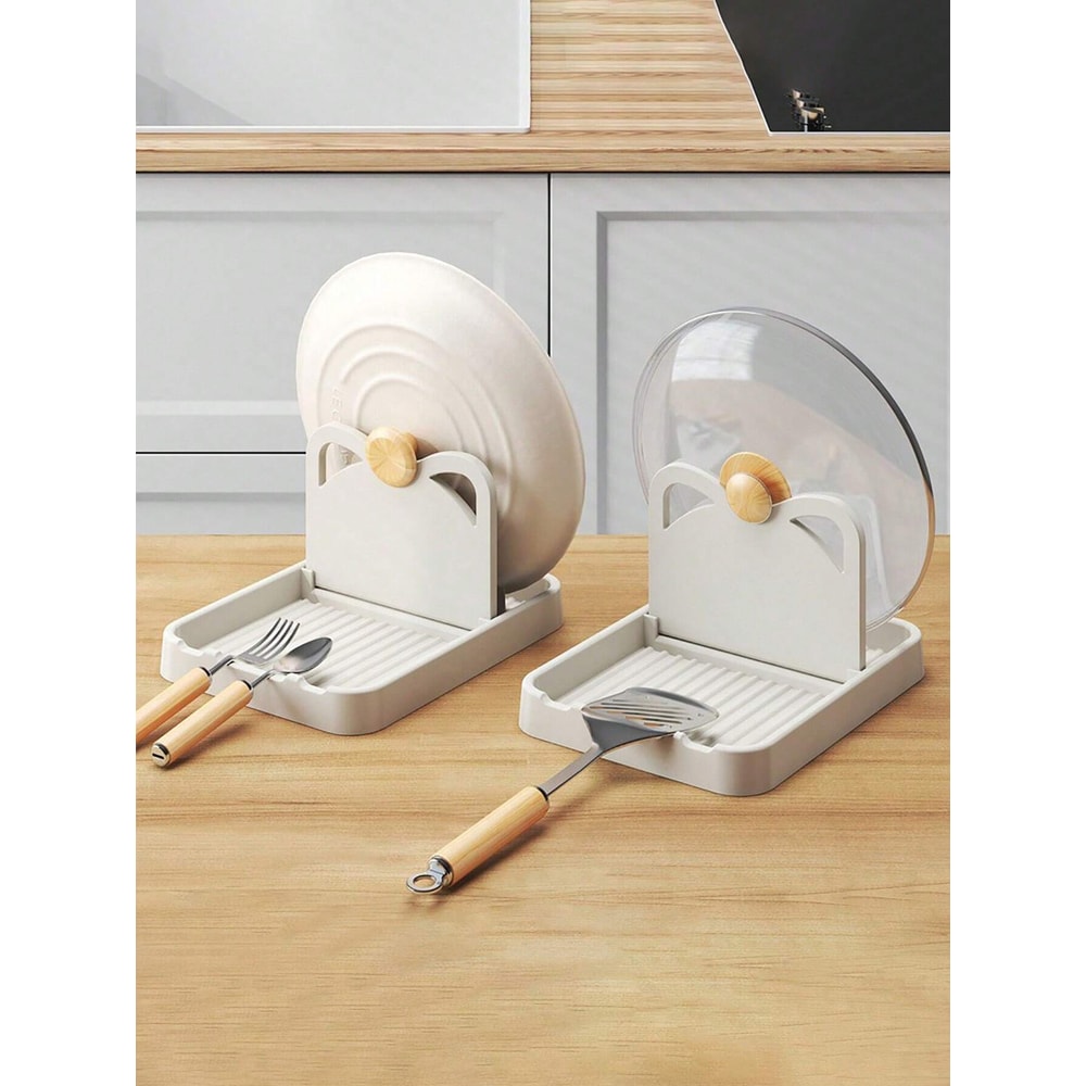 Pan Pot Lid Holder Stand Multifunctional Cover Rack Spoon Rest Pot Lid Spatula Storage Shelf For Ki 0