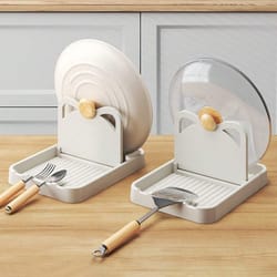 pan pot lid holder stand, multifunctional cover rack, spoon rest, pot lid spatula storage shelf for kitchen tools