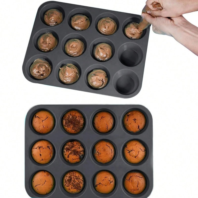 Non Stick Holes Cupcake Silicone Mold Muffin Baking Pan For Cake Chocolate Soap 4