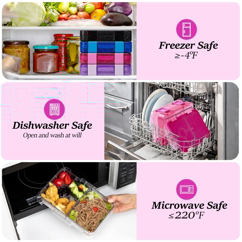 Portable Sealed Lunch Box Student Bento Box Microwave Safe Food Containers With Fork And Spoon For 4