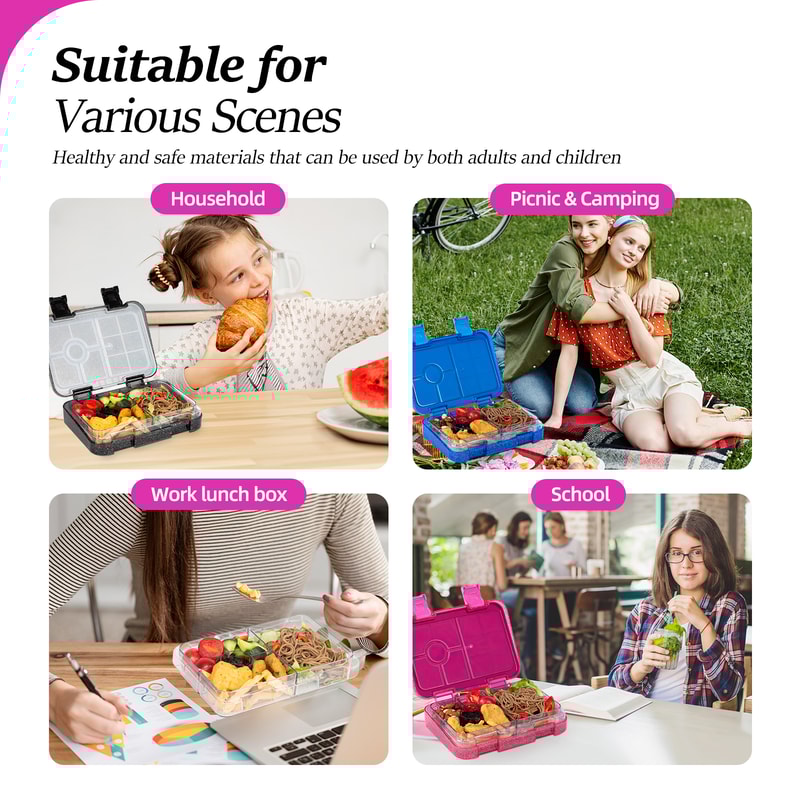 Portable Sealed Lunch Box Student Bento Box Microwave Safe Food Containers With Fork And Spoon For 1