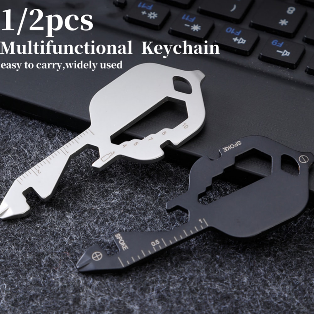 Portable Key Shaped Multitool Stainless Steel Mini Keychain With Screwdriver And Bottle Opener 2