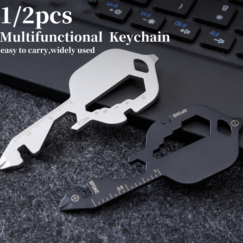 Portable Key Shaped Multitool Stainless Steel Mini Keychain With Screwdriver And Bottle Opener 2