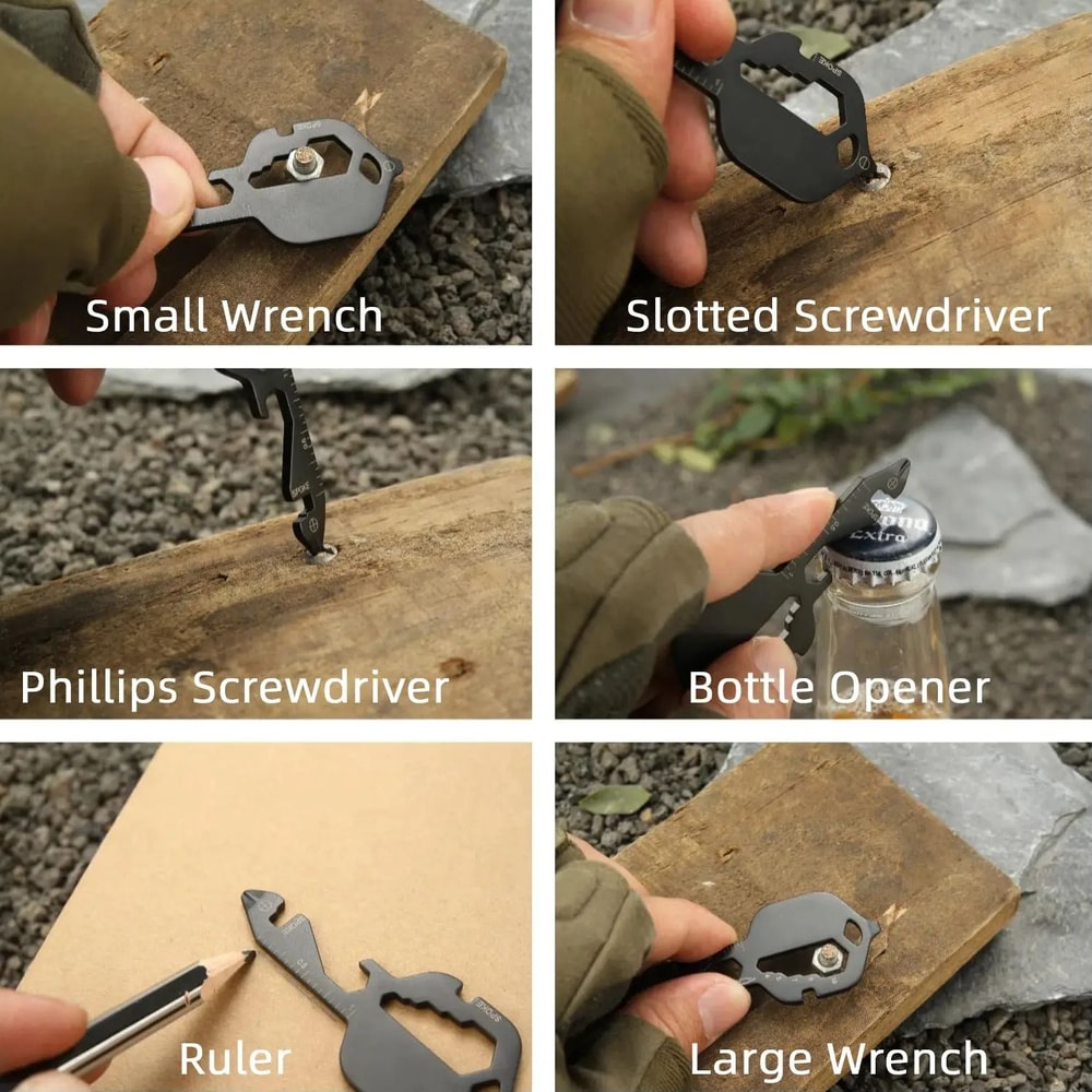 Portable Key Shaped Multitool Stainless Steel Mini Keychain With Screwdriver And Bottle Opener 3