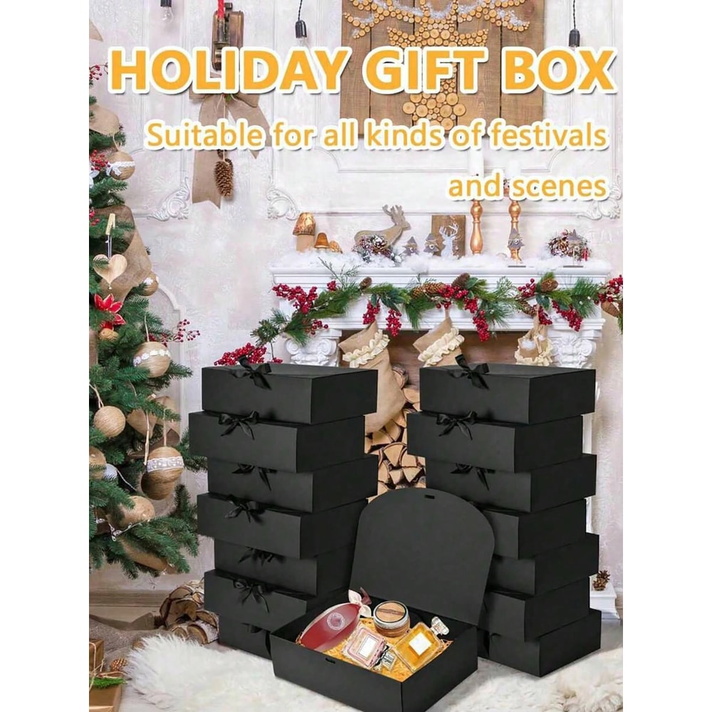 Bridesmaid Proposal Box With Ribbon Black Gift Box With Lid Wedding Packaging Box Groomsmen Proposa 1