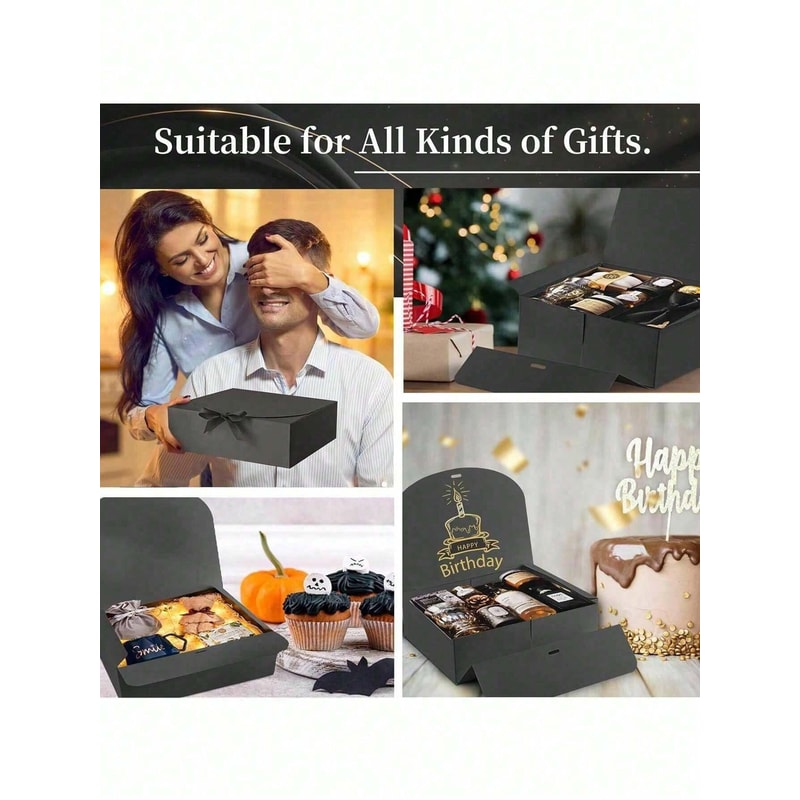 Bridesmaid Proposal Box With Ribbon Black Gift Box With Lid Wedding Packaging Box Groomsmen Proposa 3