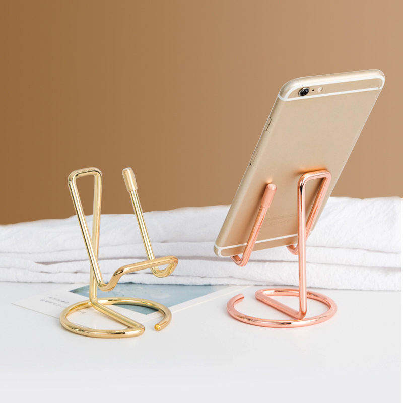 Gold Metal Lazy Wire Mobile Phone Holder Portable Storage Rack For Desk And Ipad Accessories 2