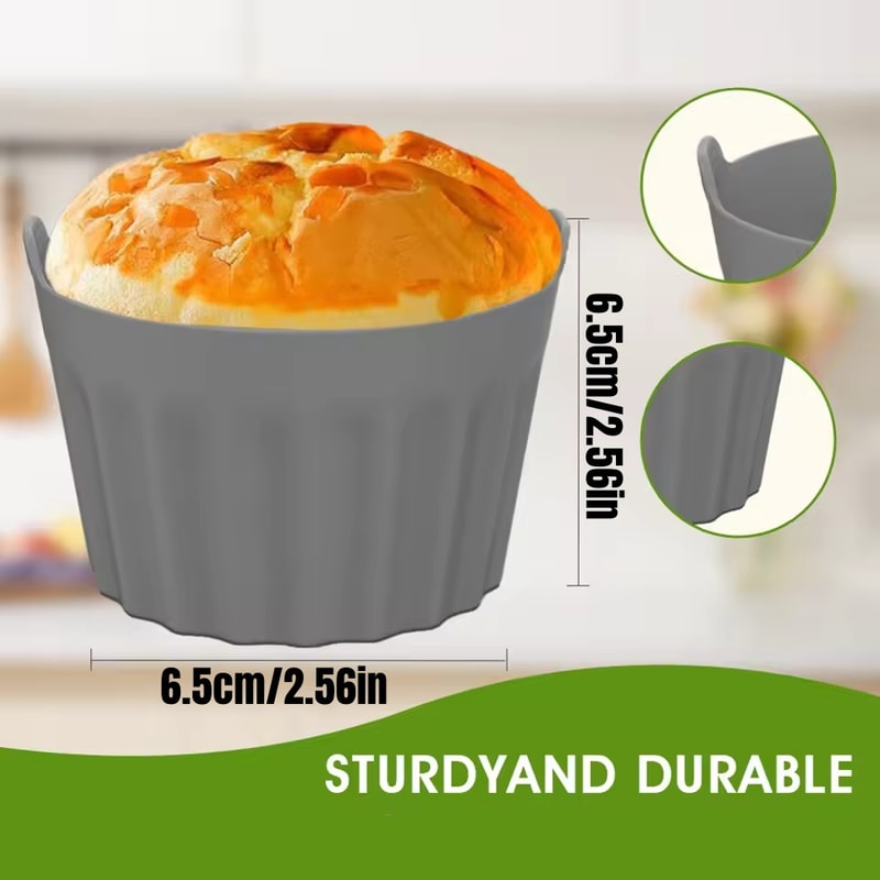 Nonstick Silicone Air Fryer Muffin Egg Poacher Ramekins Cupcake Moulds Easy Release Microwave Baking Cups