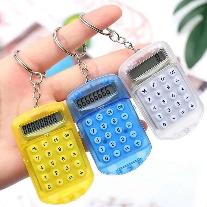 Cute Cartoon Mini Calculator With Keychain Digits Display Pocket Size For School Gifts And Kids 1