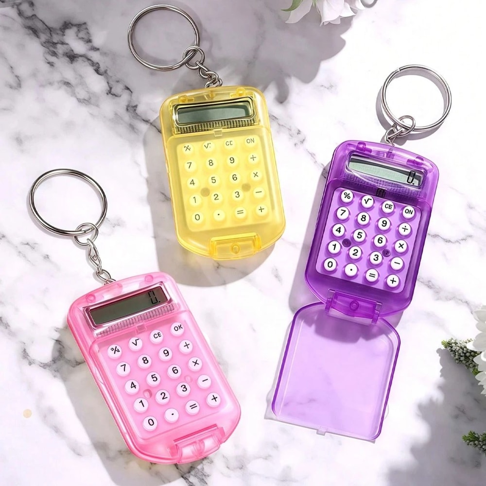 Cute Cartoon Mini Calculator With Keychain Digits Display Pocket Size For School Gifts And Kids 2