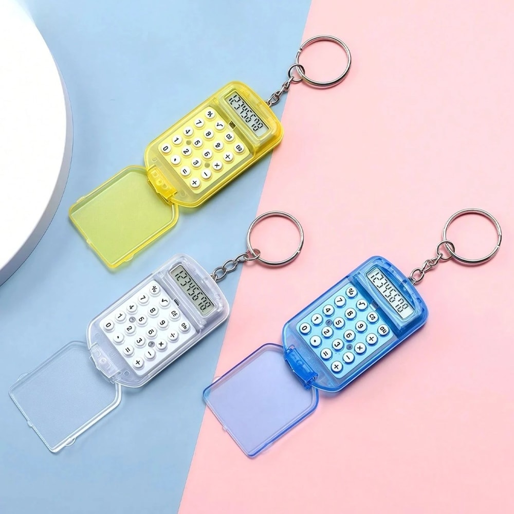 Cute Cartoon Mini Calculator With Keychain Digits Display Pocket Size For School Gifts And Kids 3