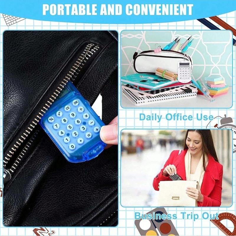 Cute Cartoon Mini Calculator With Keychain Digits Display Pocket Size For School Gifts And Kids 4