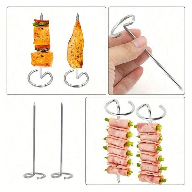 Reusable Stainless Steel Kabob Skewers BBQ Stick Grilling Kebab Tool 3