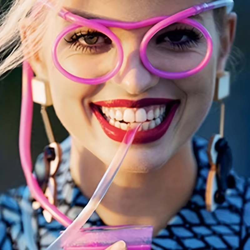 Soft PVC Funny Straw Glasses Kids Party Supplies Flexible Drinking Straws Creativity Toy Bar Suppli 3