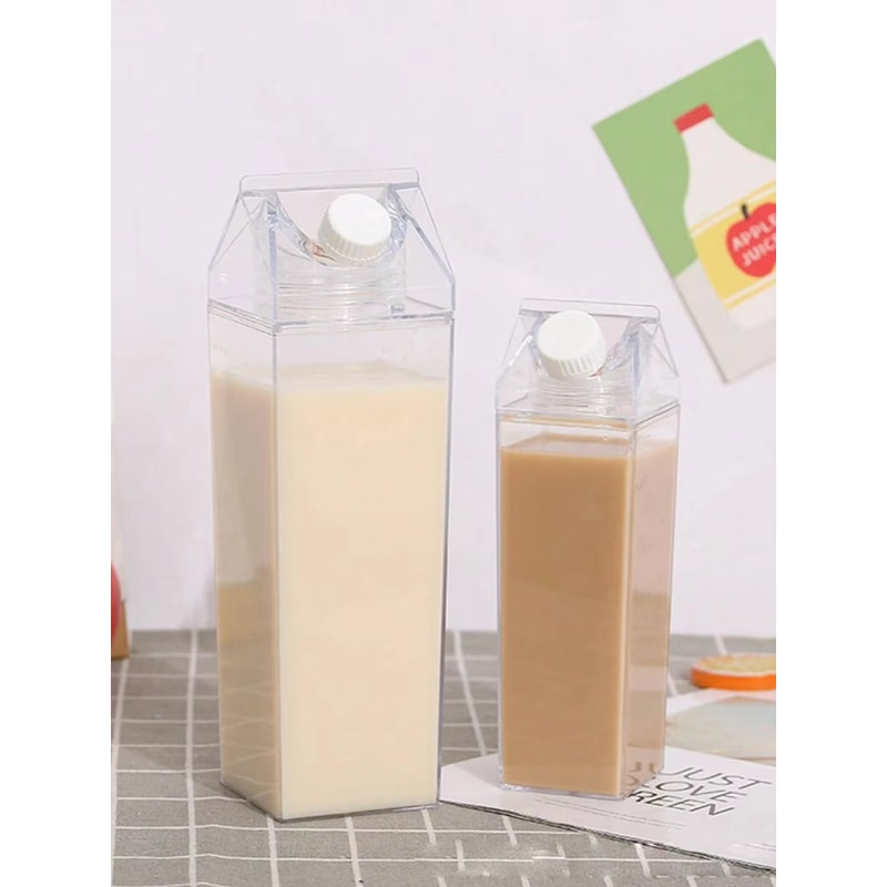 Portable Clear Box Milk Carton Water Bottle Transparent Plastic For Tea Juice Milk Bottles 0
